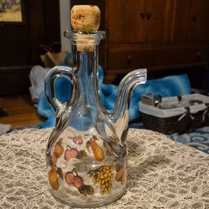 Decorative Glass Oil Dispenser with Cork Stopper